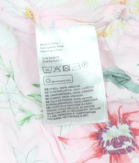 H&M Mama Pink Floral Viscose Maternity Short Sleeve Tunic Blouse Size S
