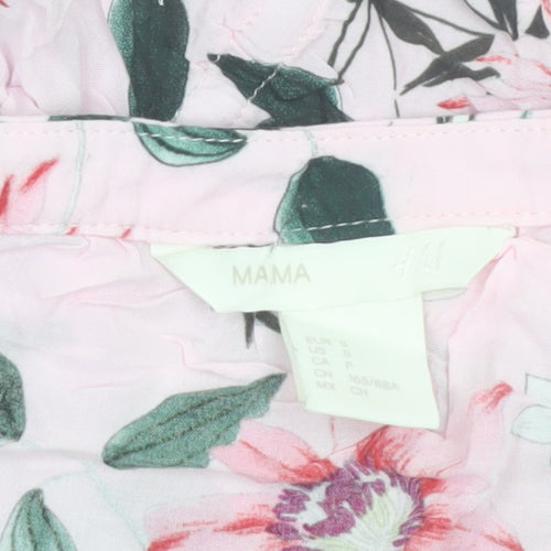 H&M Mama Pink Floral Viscose Maternity Short Sleeve Tunic Blouse Size S