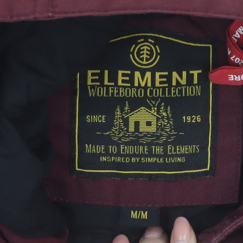 Element Men’s Red Hooded Bomber Jacket M Wind Resistant Lined