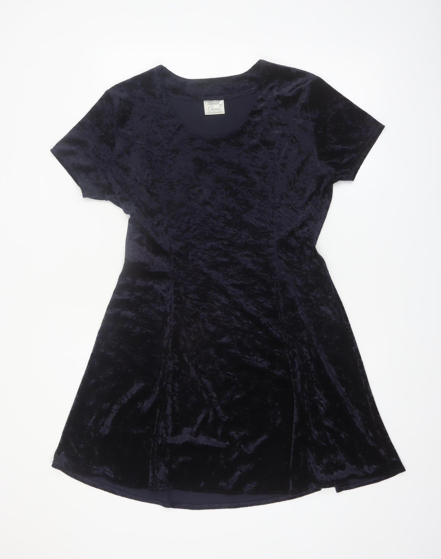 St Bernard Women's Blue Velvet A-Line Short Sleeve Dress Size 12