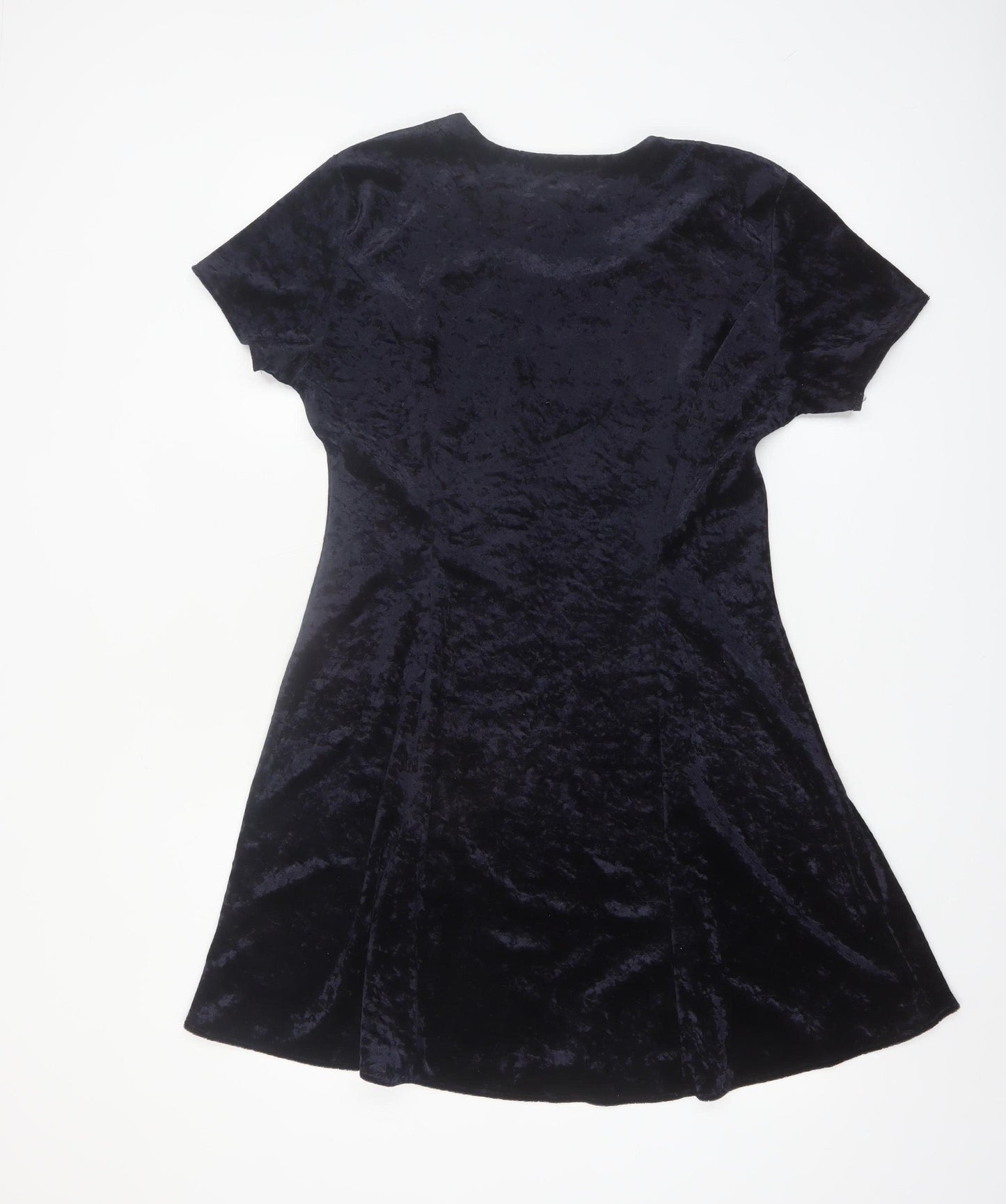 St Bernard Women's Blue Velvet A-Line Short Sleeve Dress Size 12