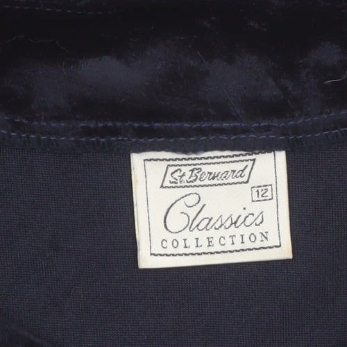 St Bernard Women's Blue Velvet A-Line Short Sleeve Dress Size 12