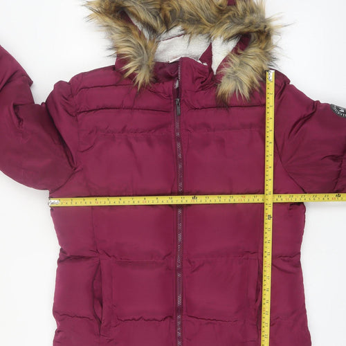 Lee Cooper Women’s Purple Puffer Jacket Size 14 Hooded Winter Coat