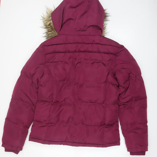 Lee Cooper Women’s Purple Puffer Jacket Size 14 Hooded Winter Coat