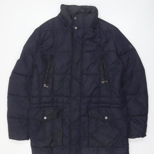 Geox Men's Blue 40 Regular Fit Winter Puffer Jacket