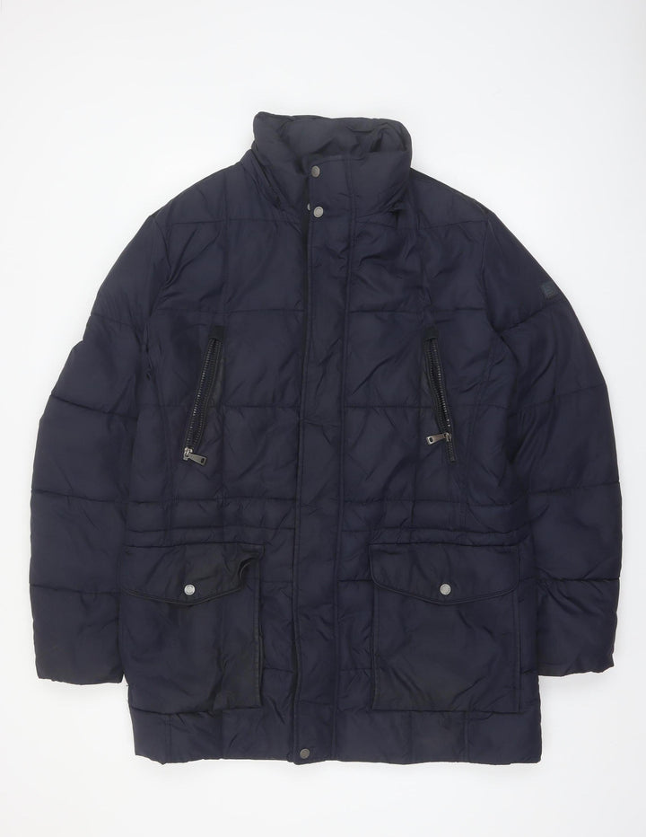 Geox Men's Blue 40 Regular Fit Winter Puffer Jacket