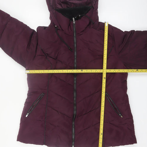 Yours Clothing Women’s Purple Hooded Puffer Jacket Size 16