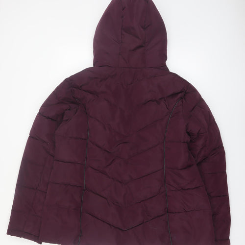 Yours Clothing Women’s Purple Hooded Puffer Jacket Size 16