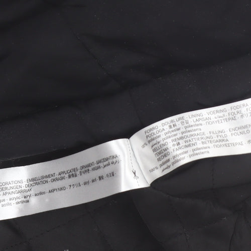 Zara Women Black Faux Fur Hooded Parka Coat Size 10
