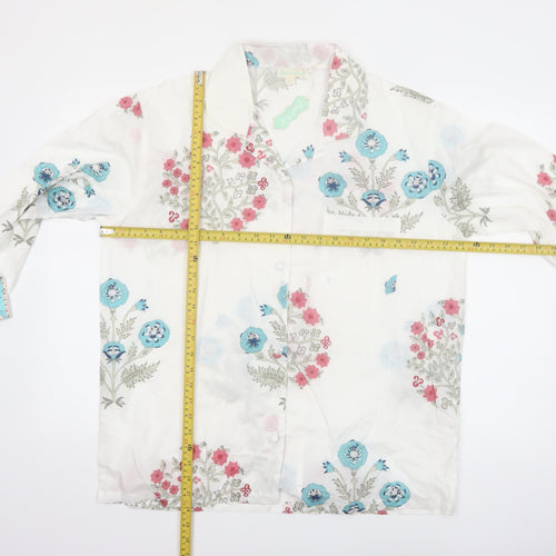 Powell Craft Womens White Floral Cotton Pyjama Top M
