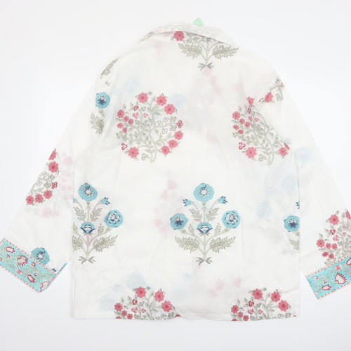 Powell Craft Womens White Floral Cotton Pyjama Top M