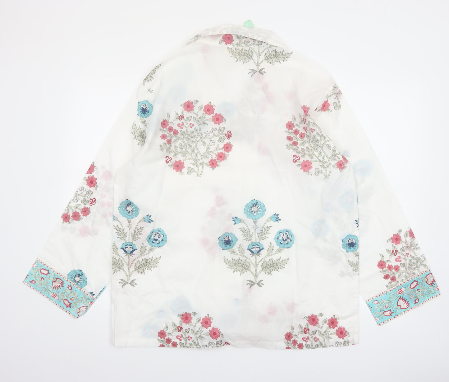 Powell Craft Womens White Floral Cotton Pyjama Top M