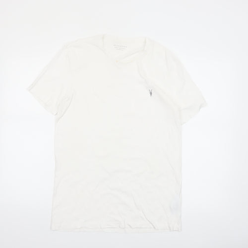 AllSaints Men's White Organic Cotton Crew Neck T-Shirt Size M