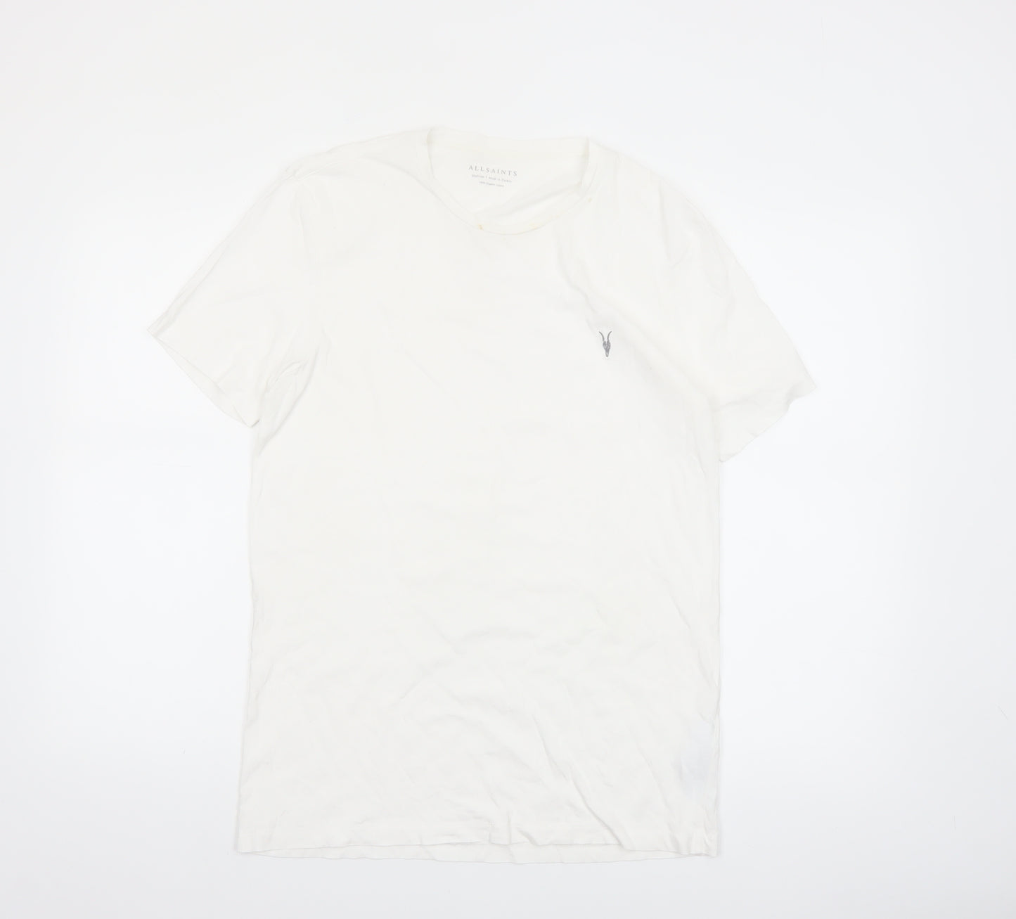 AllSaints Men's White Organic Cotton Crew Neck T-Shirt Size M
