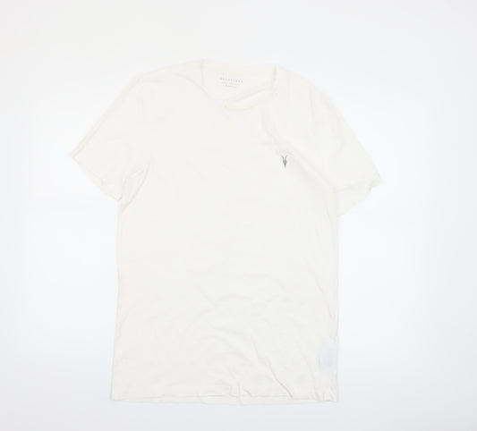AllSaints Men's White Organic Cotton Crew Neck T-Shirt Size M