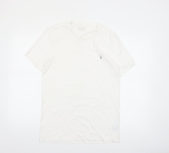 AllSaints Men's White Organic Cotton Crew Neck T-Shirt Size M