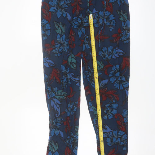 Monsoon Womens Blue Floral Viscose Tapered Trousers Size M
