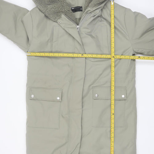 ASOS DESIGN Women’s Green Hooded Parka Coat Size 8 Long Lined