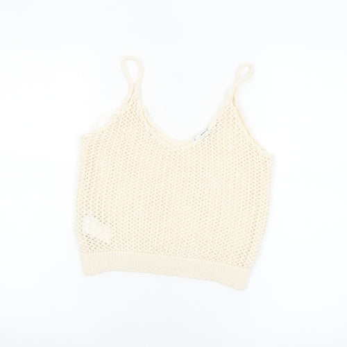Mango Women’s Ivory Knit Camisole Tank Top Size 8