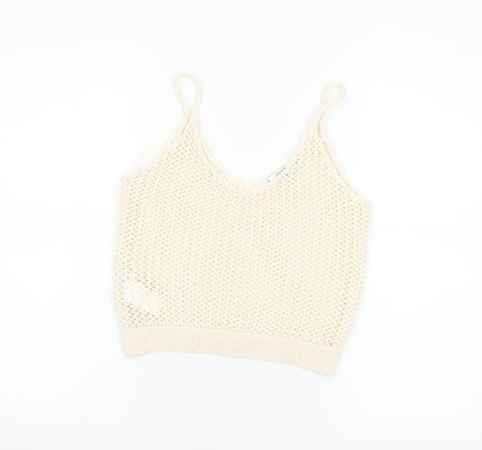 Mango Women’s Ivory Knit Camisole Tank Top Size 8
