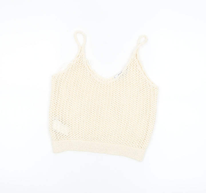 Mango Women’s Ivory Knit Camisole Tank Top Size 8