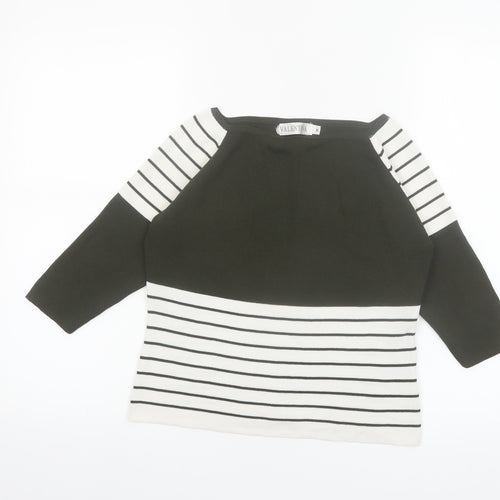Valentina Womens Black Striped Boat Neck 3/4 Sleeve Knit Top M