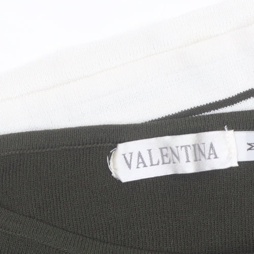Valentina Womens Black Striped Boat Neck 3/4 Sleeve Knit Top M