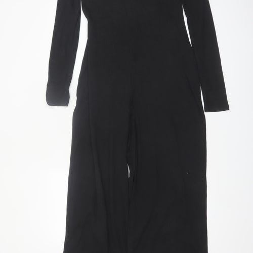 ASOS Design Women Black Long Sleeve Wide Leg Jumpsuit Size 14