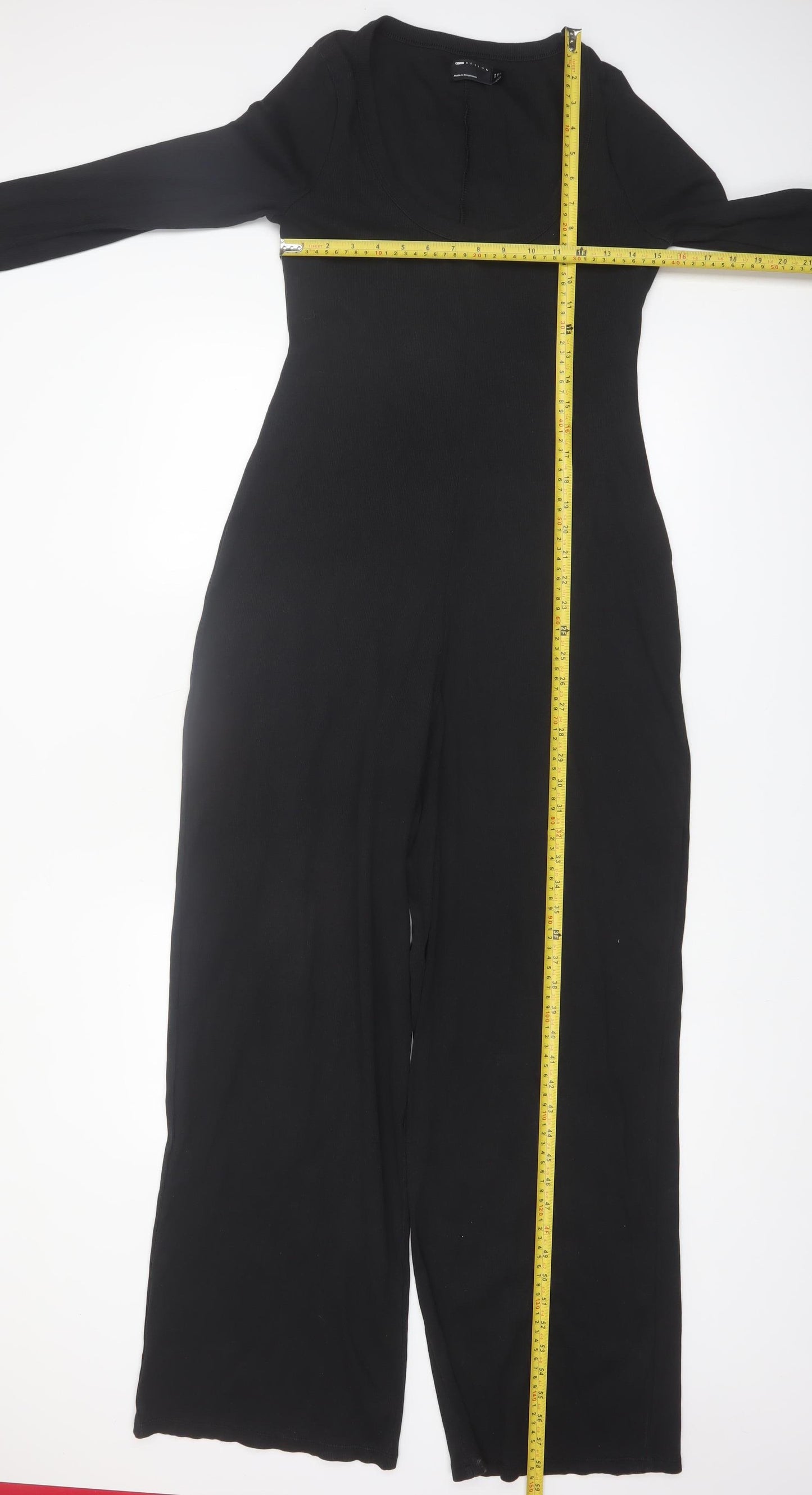 ASOS Design Women Black Long Sleeve Wide Leg Jumpsuit Size 14