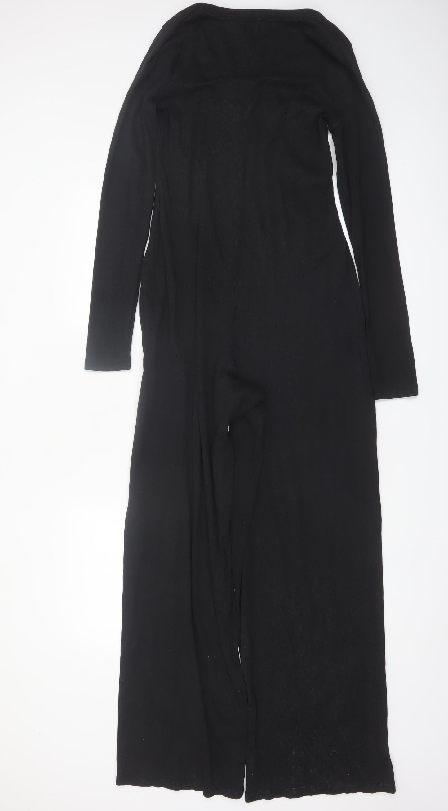 ASOS Design Women Black Long Sleeve Wide Leg Jumpsuit Size 14