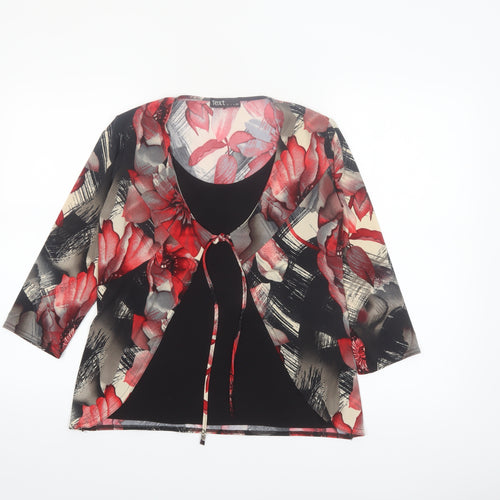 Text Womens Multicoloured Floral Wrap Blouse M 3/4 Sleeve