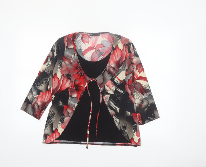 Text Womens Multicoloured Floral Wrap Blouse M 3/4 Sleeve
