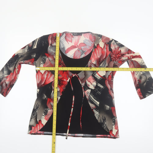 Text Womens Multicoloured Floral Wrap Blouse M 3/4 Sleeve
