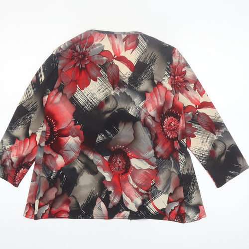 Text Womens Multicoloured Floral Wrap Blouse M 3/4 Sleeve