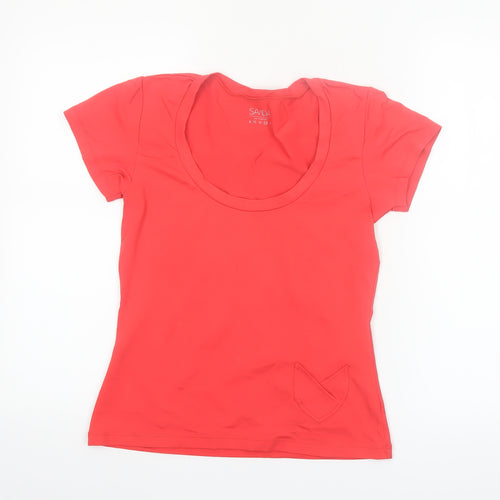Savida Women's Red Slim Fit Short Sleeve Scoop Neck T-Shirt Size 14