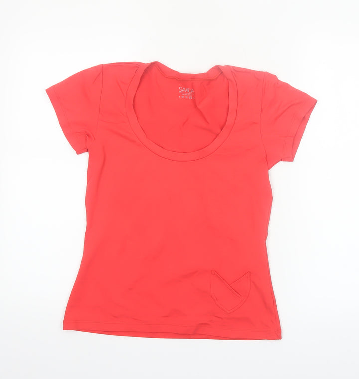 Savida Women's Red Slim Fit Short Sleeve Scoop Neck T-Shirt Size 14