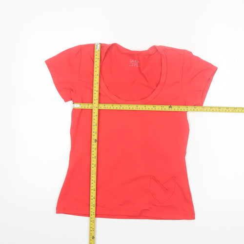 Savida Women's Red Slim Fit Short Sleeve Scoop Neck T-Shirt Size 14