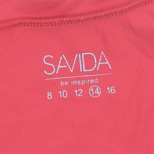 Savida Women's Red Slim Fit Short Sleeve Scoop Neck T-Shirt Size 14