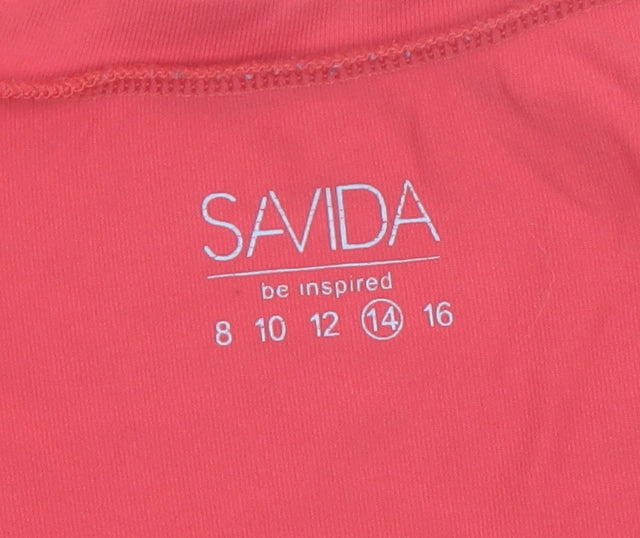 Savida Women's Red Slim Fit Short Sleeve Scoop Neck T-Shirt Size 14