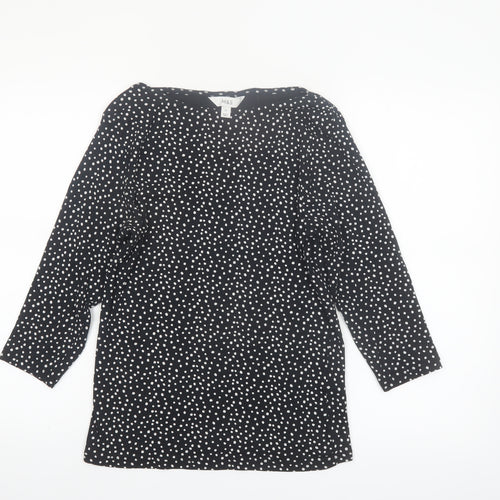 Marks and Spencer Womens Black Polka Dot Cotton Tunic Blouse Size 12