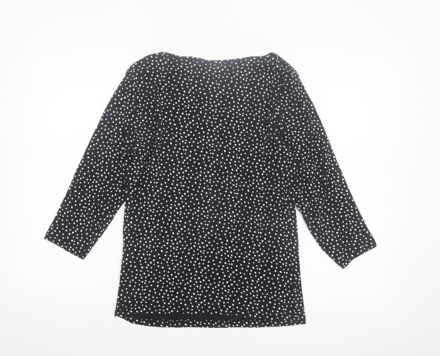Marks and Spencer Womens Black Polka Dot Cotton Tunic Blouse Size 12