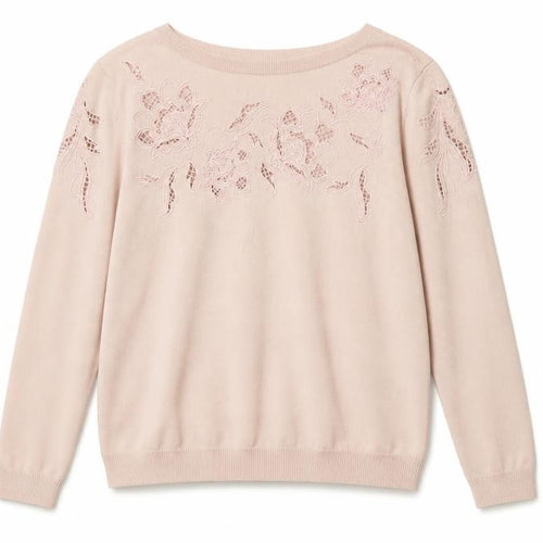 Wallis Women Pink Floral Embroidered Knit Pullover Jumper UK 12