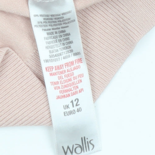 Wallis Women Pink Floral Embroidered Knit Pullover Jumper UK 12