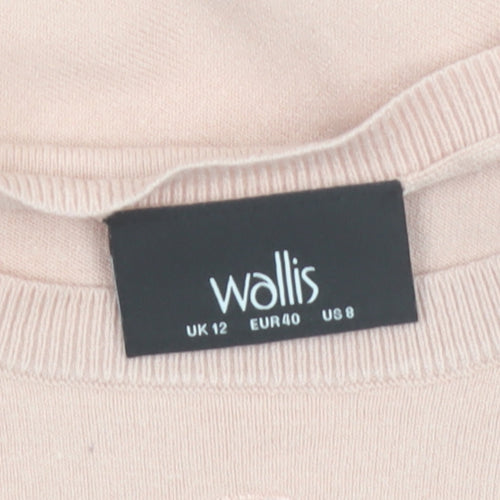 Wallis Women Pink Floral Embroidered Knit Pullover Jumper UK 12