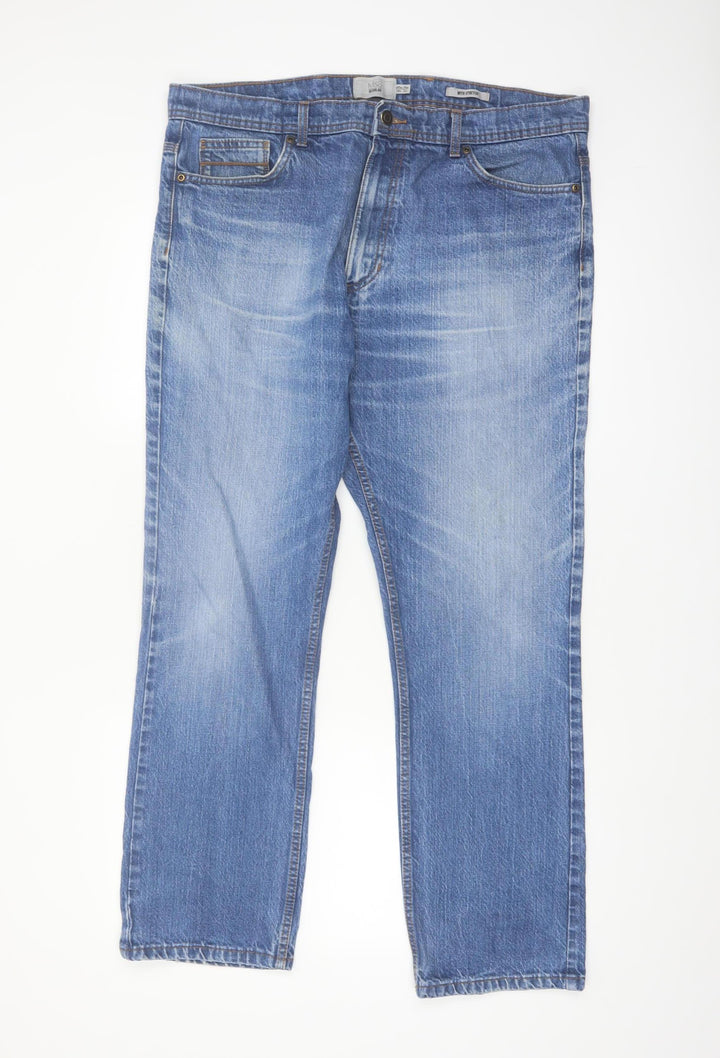 Marks and Spencer Men's Blue Regular Fit Straight Leg Denim Jeans 38W 31L