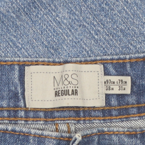 Marks and Spencer Men's Blue Regular Fit Straight Leg Denim Jeans 38W 31L