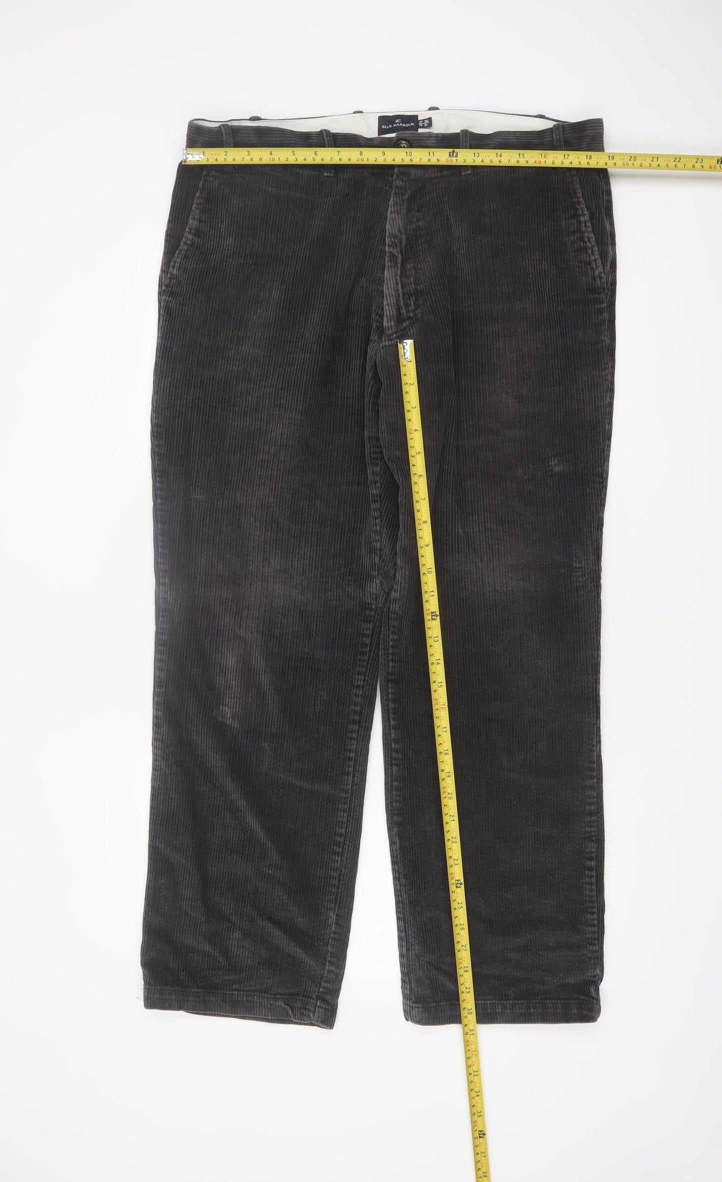 Marks and Spencer Blue Harbour Men's Grey Corduroy Trousers 38W 31L