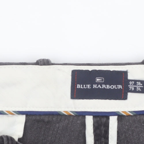 Marks and Spencer Blue Harbour Men's Grey Corduroy Trousers 38W 31L