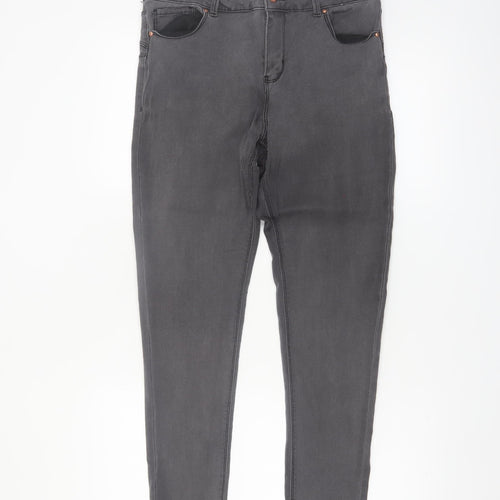 Denim Co Womens Grey Skinny Jeans Size 16 High Rise Stretch Denim
