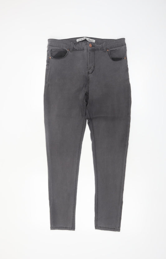 Denim Co Womens Grey Skinny Jeans Size 16 High Rise Stretch Denim